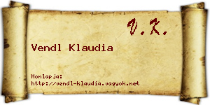 Vendl Klaudia névjegykártya